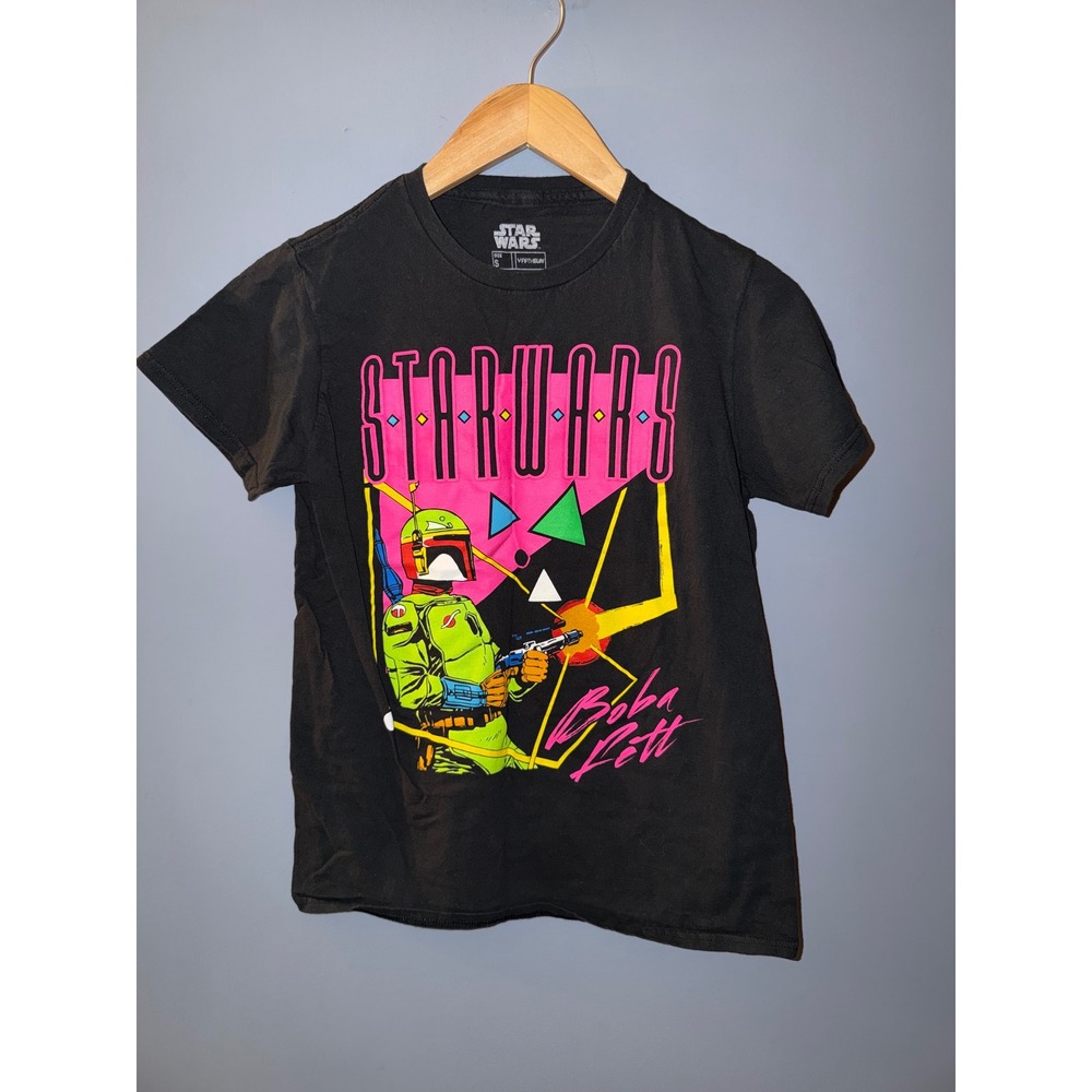 Star Wars Fifth Sun Boba Fett Neon Retro Graphic Tee Black Mens Small